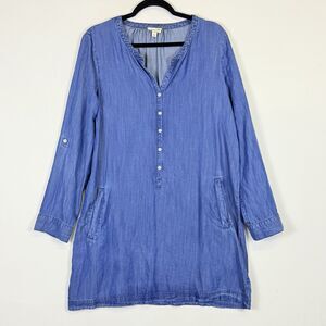Soft Joie Blue Chambray Long Sleeve Lightweight‎ Mini Dress Women's Size Medium